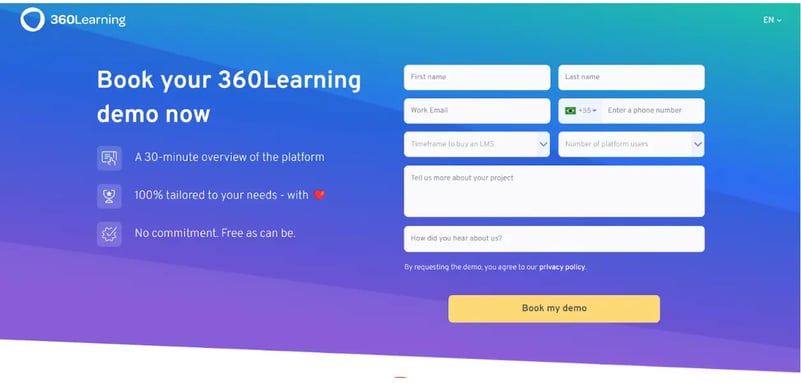 360learnings landing page