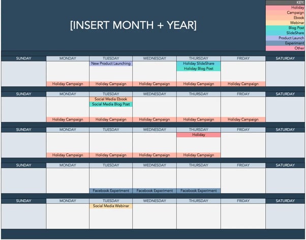 Content Calendar template