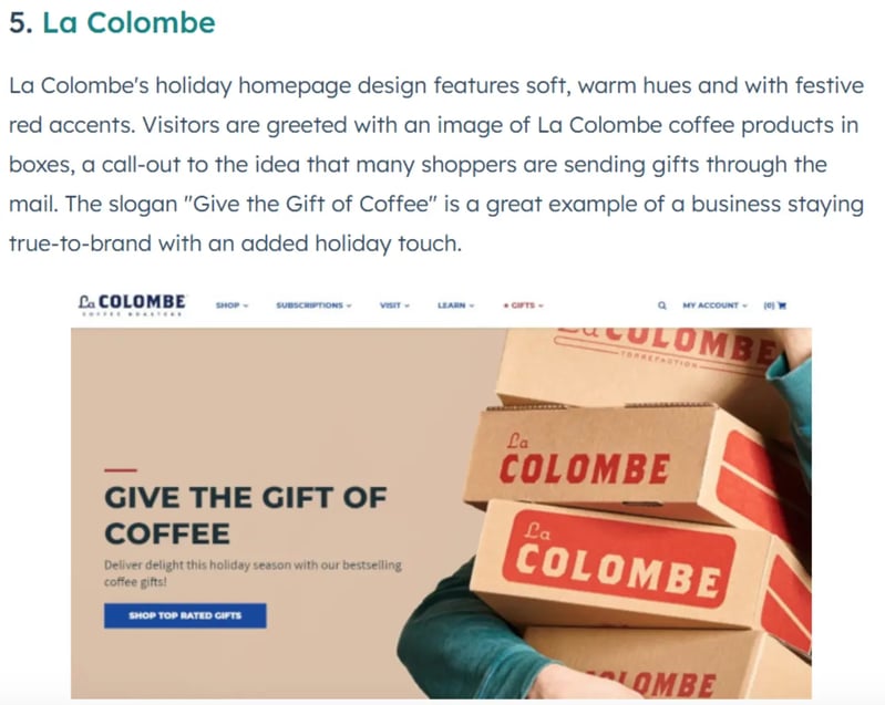 La Colombe homepage screenshot