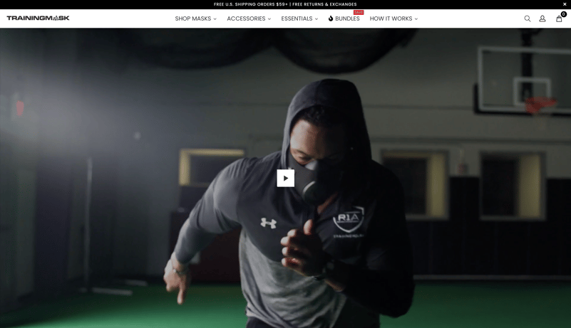 Screen Shot from training mask with a video of a man exercising