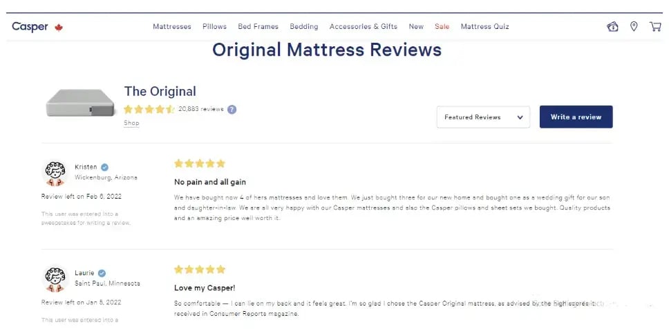 casper-mattress-reviews-screenshot
