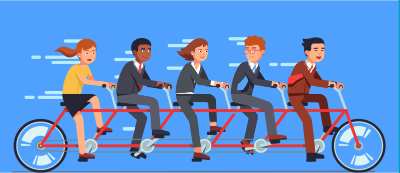 illustration of people on a bicycle