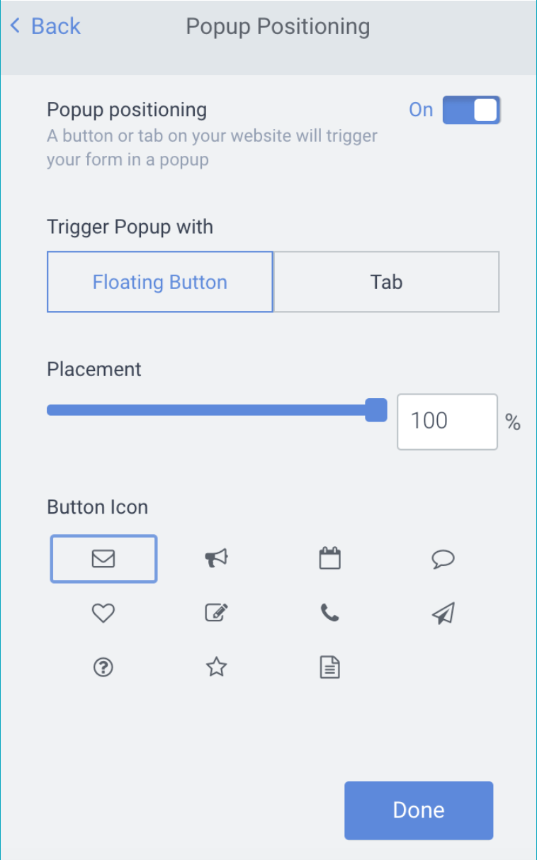 POWR popup settings