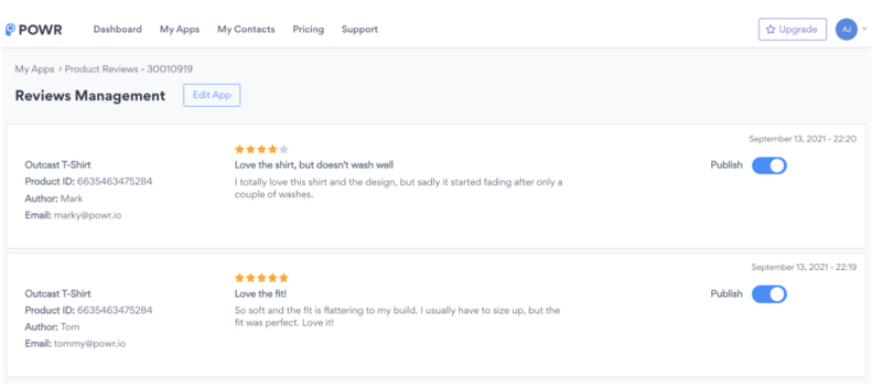 screenshot from POWR of customer reviews-1
