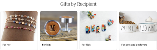 screenshot of gifts by recipient