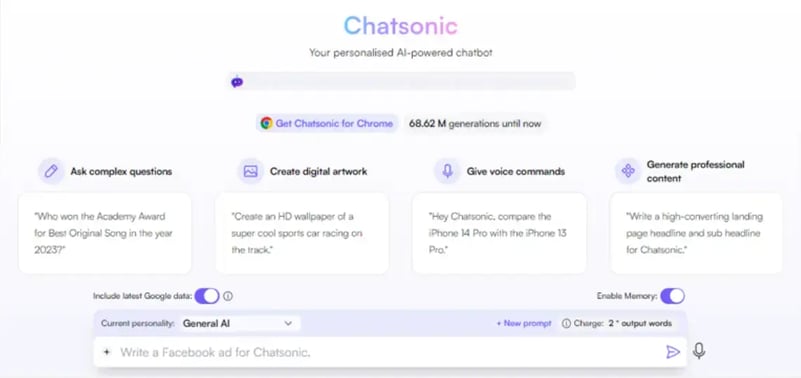 writesonics’s-chatsonic-chatbot-graphical-user-interface