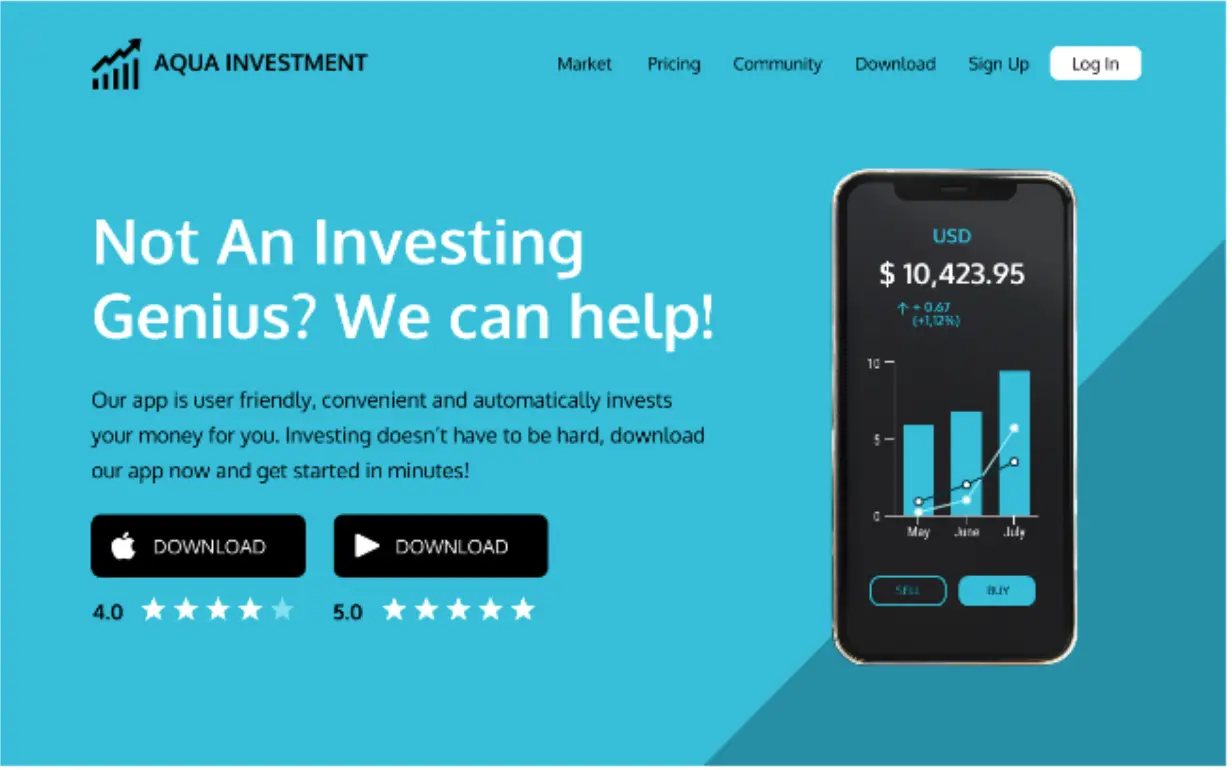 Aqua Investment landing page