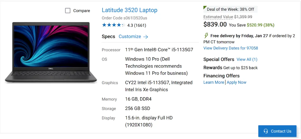 Dell product page