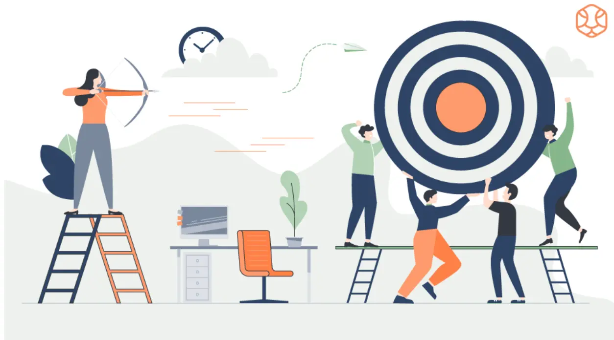 People aiming at a target illustration