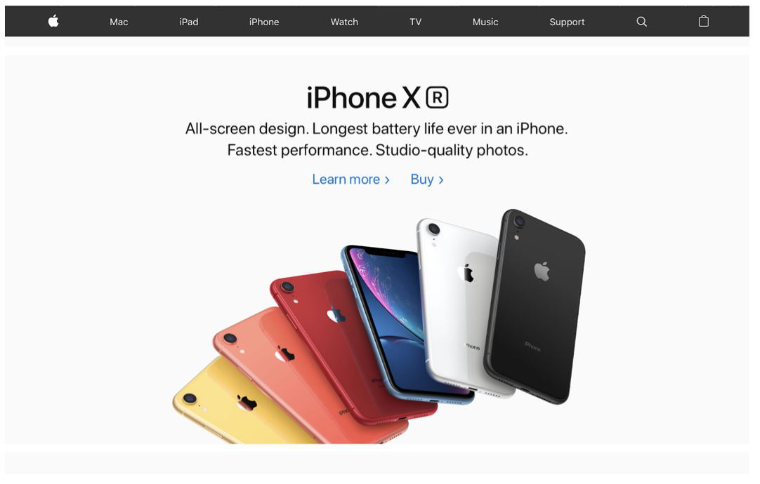 Screenshot of Apple homepage