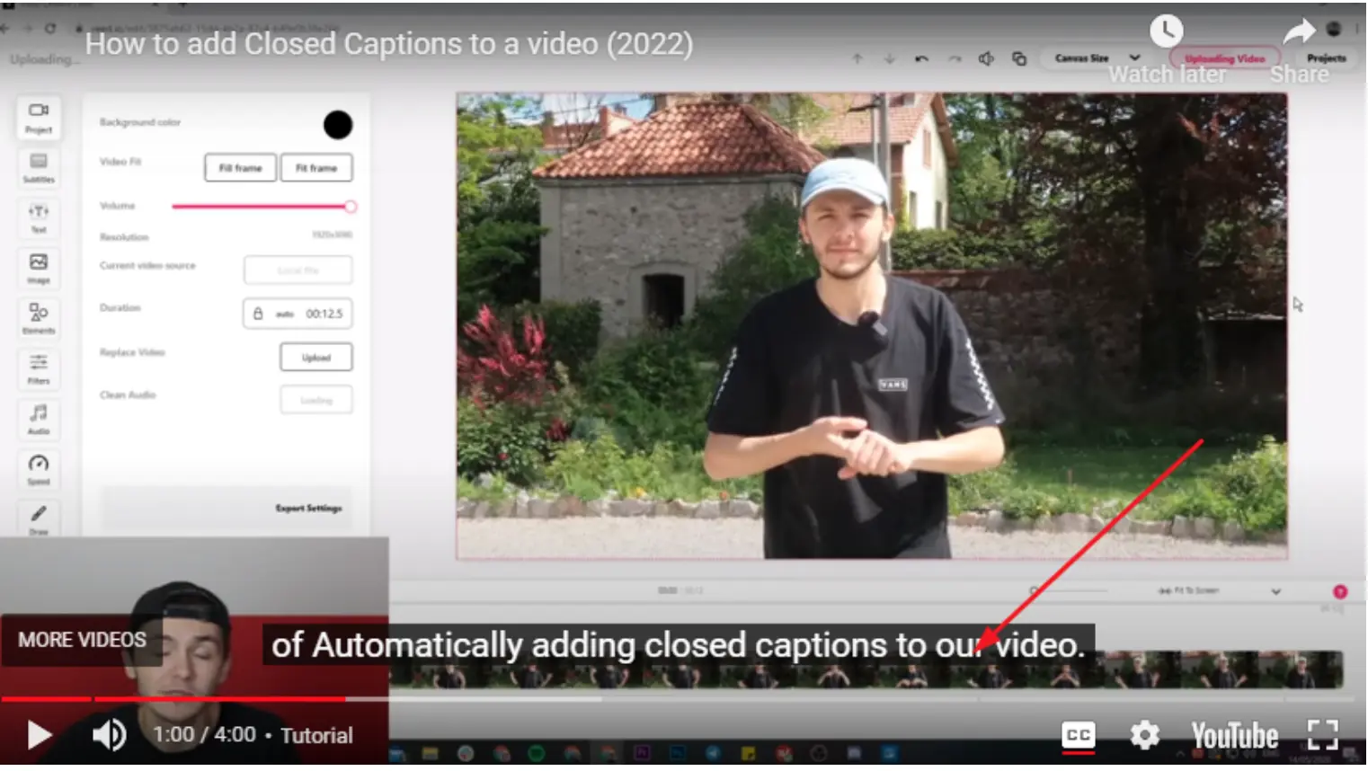 Video tutorial of  22how to add closed captions to a video 22